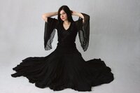 Lady in black & red