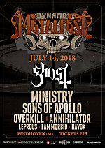  Dynamo Metalfest, GHOST,MINISTRY, SONS OF APOLLO, OVERKILL, ANNIHILATOR, LEPROUS, I AM MORBID, IRON REAGAN  
