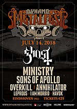  Dynamo Metalfest, GHOST,MINISTRY, SONS OF APOLLO, OVERKILL, ANNIHILATOR, LEPROUS, I AM MORBID, IRON REAGAN  